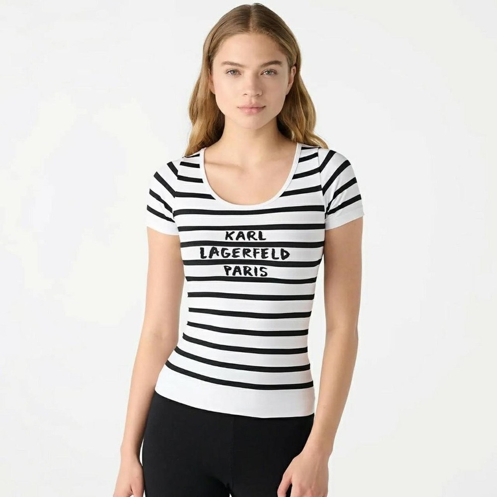 Karl Lagerfeld Black and White Striped Tee